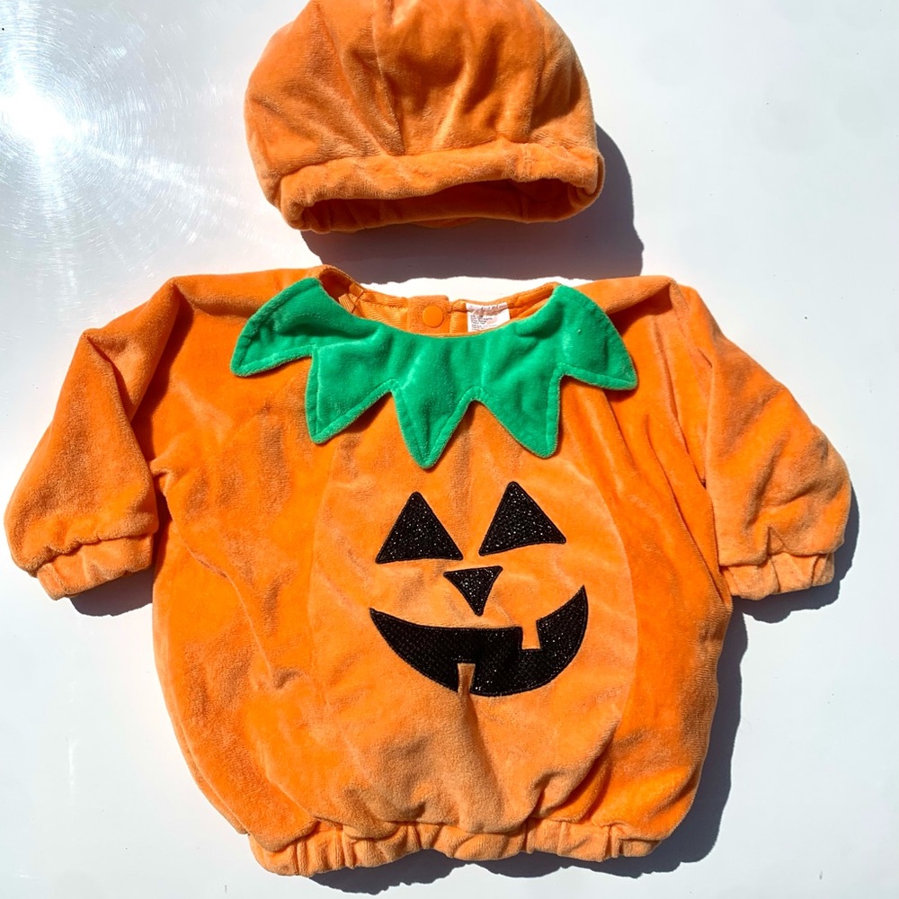 Pumpkin Plush Baby Costume - Orange Jack-o'-Lantern Size 12-18 Months